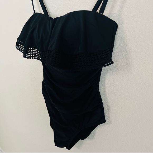 Kona Soul Black Ruffle Laser Cut Flounce Convertible One Piece Swimsuit - Picture 10 of 14